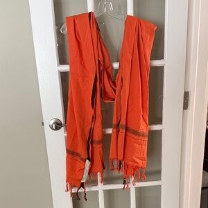 Leigh & Luca Orange Oversized Scarf with Fringe